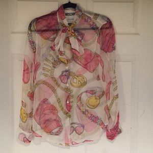 Moschino Accessories printed Sheer Bow Blouse